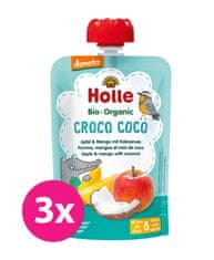 Holle 3x Croco Coco Bio ovocné pyré jablko, mango, kokos, 100 g (8 m+)