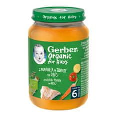 GERBER Organic detský príkrm mrkva a paradajky s morčacím mäsom 190 g