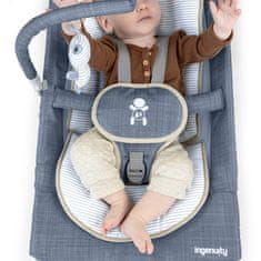 Ingenuity Lehátko masážne vibrujúce s melódiou Happy Belly Rock-to-Bounce - Chambray 0m+ do 9kg