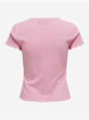 ONLY Ružové dámske rebrované tričko ONLY Carlotta XS