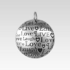 JesiDesign Strieborný prívesok Kruh Live Love Laugh potlač