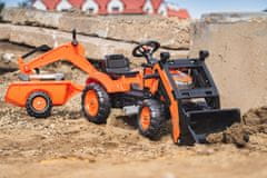 Falk šlapací traktor 2065N Kubota backhoe s předním bagrem a přívěsem s otočným bagrem