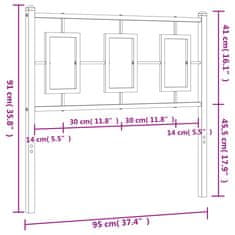 Vidaxl Kovové čelo postele čierne 90 cm