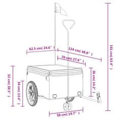 Vidaxl Vozík za bicykel, čierno červený 45 kg, železo