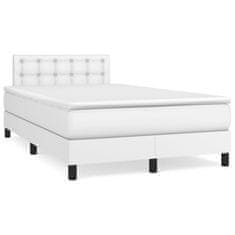 shumee Boxspring posteľ s matracom, biela 120x190 cm, umelá koža