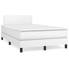 shumee Boxspring posteľ s matracom, biela 120x190 cm, umelá koža