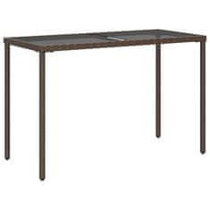 Petromila vidaXL Záhradný stôl so sklenenou doskou hnedý 115x54x74 cm polyratan