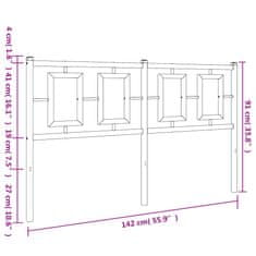 Vidaxl Kovové čelo postele, biele 135 cm