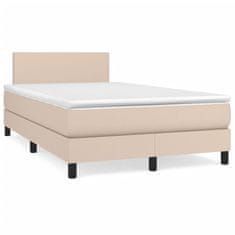 shumee Boxspring posteľ+matrac, kapučínová 120x190cm, umelá koža