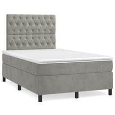 shumee Boxspring posteľ s matracom bledosivá 120x190 cm zamat