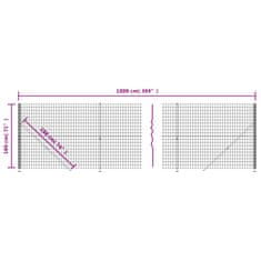 Vidaxl Drôtený plot s pätkami antracitový 1,8x10 m