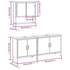 Vidaxl 3-dielna sada kúpeľňového nábytku sivá sonoma spracované drevo