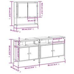 Vidaxl 3-dielna súprava kúpeľňových skriniek sonoma kompozitné drevo