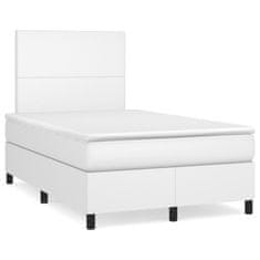 shumee Boxspring posteľ s matracom, biela 120x190 cm, umelá koža