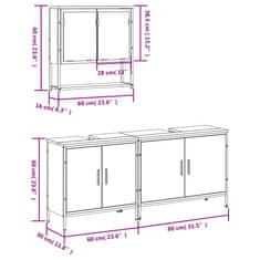 Vidaxl 3-dielna sada kúpeľňového nábytku hnedý dub spracované drevo