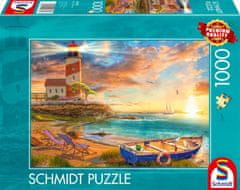 Schmidt Puzzle Západ slnka nad zátokou s majákom 1000 dielikov