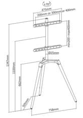 Nedis podlahový TV stojan/ 50 - 65"/ 35 kg/ Škandinávske Prevedenie/ Otočné/ Protišmykový popruh/ Snap-lock/ biely