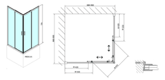 POLYSAN , CARMEN štvorcová sprchová zástena 900x900x1500mm, číre sklo, MD5115