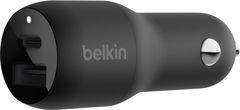 Belkin duální nabíječka do auta, PD PPS, USB-A 12W, USB-C 25W, čierna