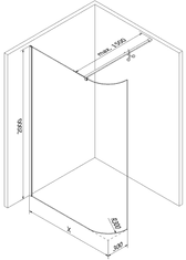 Mexen Kioto, zaoblená sprchová zástena 90 x 200 cm, 8mm číre sklo, chrómový profil, 800-090-101-01-06