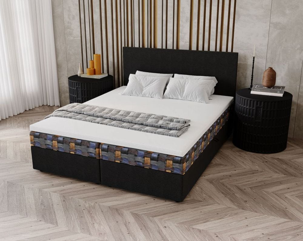 Veneti Čalúnená posteľ 160x200 OTILIE 3 s úložným priestorom - antracit + vzor
