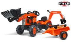 Falk šliapací traktor 2065N Kubota backhoe s predným bagrom a prívesom s otočným bagrom