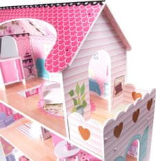 KIK Drevený domček pre bábiky, ružový
