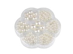 Súprava plastových voskových korálikov v boxe - perlová