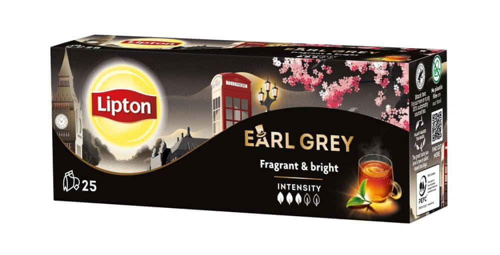 WEBHIDDENBRAND Čaj Lipton Earl Grey čierny, 25 x 1,5 g