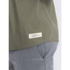 OMBRE Pánska košeľa s krátkym rukávom a kubánskym golierom V4 OM-SHSS-0168 khaki MDN125038 S