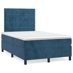 shumee Boxspring posteľ s matracom, tmavomodrá 120x190 cm, zamat