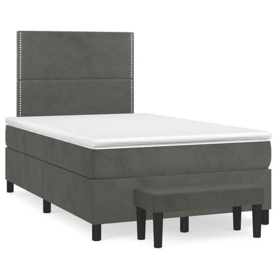 shumee Boxspring posteľ s matracom, tmavosivá 120x190 cm, zamat