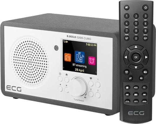 moderný rádioprijímač ecg bbold 3200 cubo krásny dizajn upnp dlna wifi Bluetooth internetové rádio fm tuner skvelý zvuk