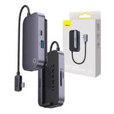 BASEUS Rozbočovač 6v1 Baseus PadJoy Series USB-C na USB 3.0 + HDMI + USB-C PD + 3,5 mm jack + SD/TF (sivý)