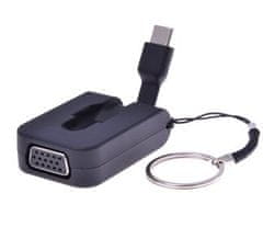 PremiumCord Adaptér USB 3.1 Typ-C male na VGA female, zasúvací kábel a krúžok na kľúče