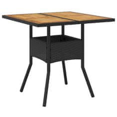 Petromila vidaXL Záhradný stôl s akáciovou doskou, čierny 80x80x75 cm, polyratan