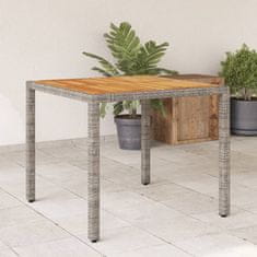 Petromila vidaXL Záhradný stôl s akáciovou doskou, sivý 90x90x75 cm, polyratan