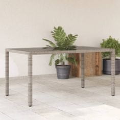 Petromila vidaXL Záhradný stôl so sklenenou doskou sivý 150x90x75 cm polyratan