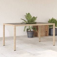 Petromila vidaXL Záhradný stôl so sklenenou doskou béžový 150x90x75 cm polyratan