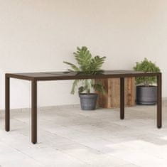 Petromila vidaXL Záhradný stôl so sklenenou doskou hnedý 190x90x75 cm polyratan