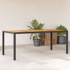 Petromila vidaXL záhradný stôl s akáciovou doskou čierny 190x90x75 cm polyratan