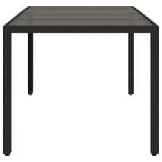 Petromila vidaXL Záhradný stôl so sklenenou doskou čierny 190x90x75 cm polyratan
