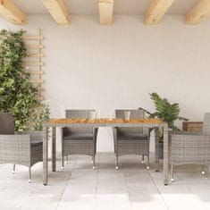 Petromila vidaXL Záhradný stôl s akáciovou doskou sivý 150x90x75 cm polyratan