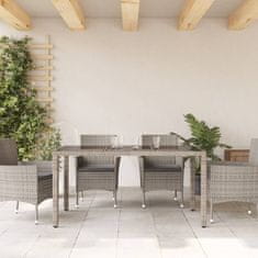 Petromila vidaXL Záhradný stôl so sklenenou doskou sivý 150x90x75 cm polyratan