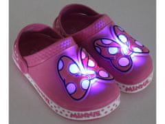 Disney Minnie Mouse Disney ružové krokodíly/žabky pre dievčatá, svietiaca mašľa 33-34 EU / 1 UK