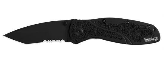 Kershaw 1835TBLKST KURO Black Serrated vreckový nôž s asistenciou 7,9 cm, celočierna, GFN