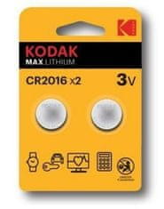 KODAK Max Lithium CR2016 3V lítiové gombíkové batérie 2ks 0887930417661