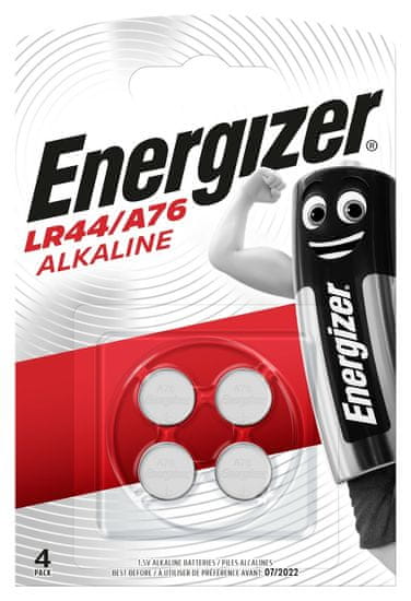 Energizer A76 LR44 BP4 150mAh 1,5V 4ks alkalická gombíková batéria E300141401