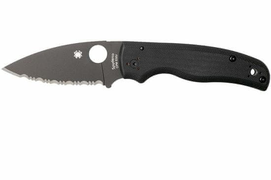 Spyderco C229GSBK Shaman Serrated vreckový nôž 9 cm, celočierna, G10