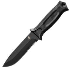 GERBER 31-003648 Strongarm outdoorový nôž 12,7 cm, celočierna, zúbkovanie, FRN, plastové puzdro